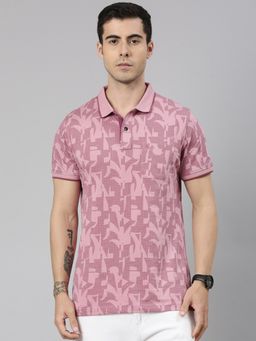 Classic Polo - Men'S Pink Slim Fit All-Over Print Cotton Polo T-Shirt