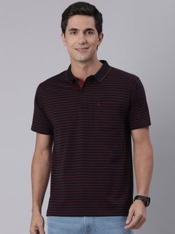 Classic Polo - Men'S Black Authentic Fit Striped Cotton Polo T-Shirt