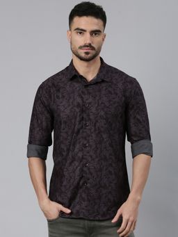 Classic Polo - Men'S Slim Fit All-Over Print Cotton Black Shirt