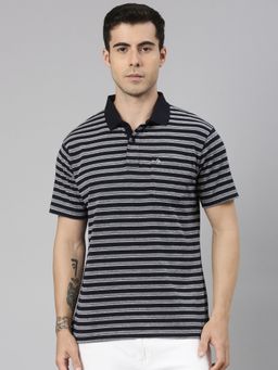 Classic Polo - Men'S Black Authentic Fit Striped Cotton Polo T-Shirt