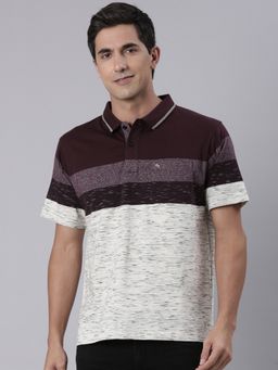 Classic Polo - Men'S Wine Authentic Fit Colorblock Cotton Polo T-Shirt