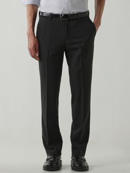 Reid & Taylor - Poly/Spandex Black Men Mid Waist Formal Trousers