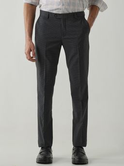 Reid & Taylor - Poly/Spandex Grey Men Mid Waist Formal Trousers