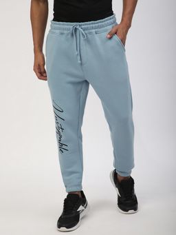 R&B - Blue Cotton Printed Mid Waist Joggers