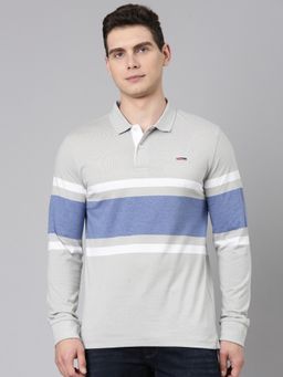 Classic Polo - Men'S Grey Slim Fit Colorblock Cotton Polo T-Shirt