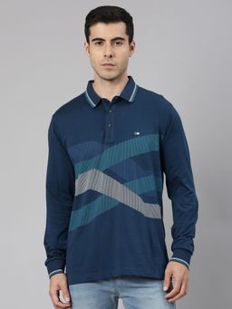 Classic Polo - Men'S Navy Blue Slim Fit Printed Cotton Polo T-Shirt