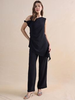 Femmella - Black One Shoulder Asymmetric Co-Ord Set