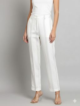 Powersutra - Women Striped Off White Trouser