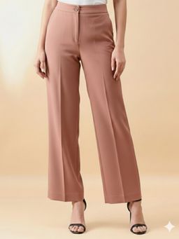 Powersutra - Women Peach Formal Staright Fit Trouser