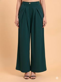 Powersutra - Women Green Inverted Pleated Trousers