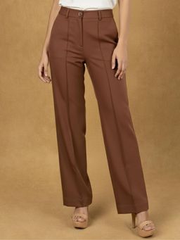 Powersutra - Women Brown Mid-Rise Relaxed Fit Trousers