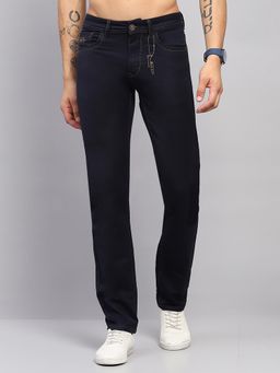 Monte Carlo - Men Solid Navy Blue Denim Slim Fit Jeans