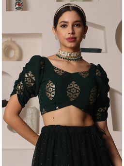 Ethnovog - Ready To Wear Green Georgette Embroidered Blouse
