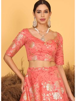 Ethnovog - Ready To Wear Pink Art Silk Foil Printed Blouse