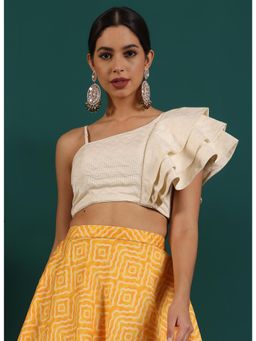 Ethnovog - Ready To Wear White Art Silk Embroidered Blouse