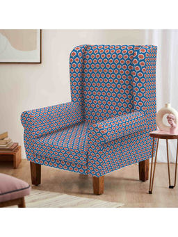 Chumbak - Begum Wing Chair -Blue Ikkat