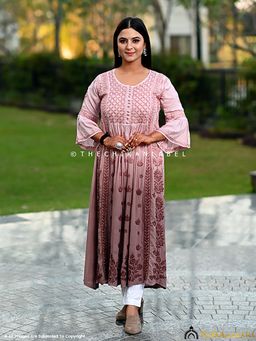 The Chikan Label - Falak Modal Chikankari Anarkali - Choco