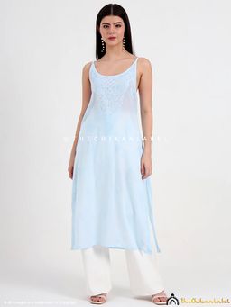 The Chikan Label - Maham Cotton Chikankari Strappy Kurta - Blue