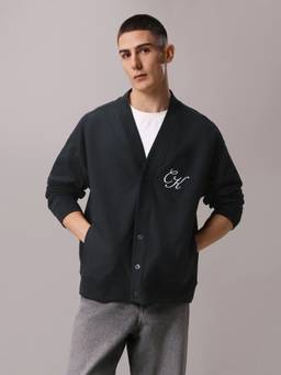 Calvin Klein - Black Embroidered Logo Relaxed Fit Cotton Sweatshirt