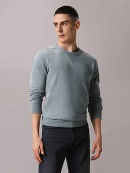 Calvin Klein - Grey Solid Relaxed Fit Cotton Sweatshirt