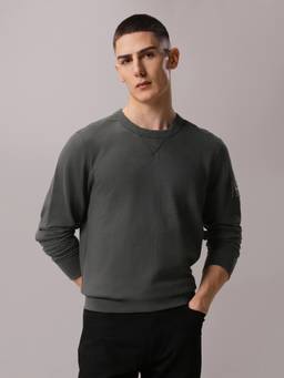 Calvin Klein - Grey Solid Relaxed Fit Cotton Sweatshirt