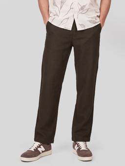 max - Brown Solid Regular Fit Trousers