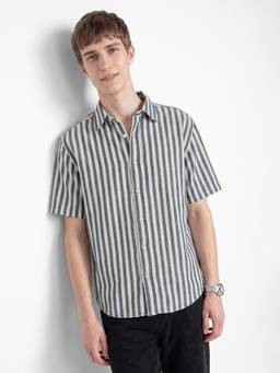 max - Blue Striped Regular Fit Shirt