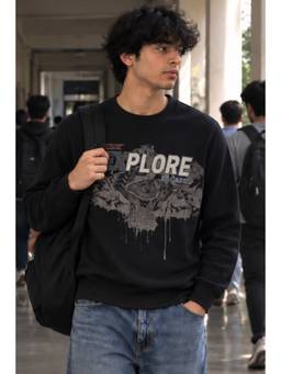 Parcel Yard - Black Full Sleeve Round Neck Pre Winter Sweatshirt