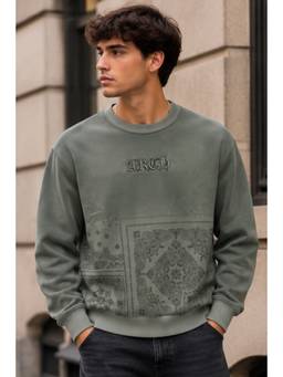 Parcel Yard - Olive Full Sleeve Round Neck Pre Winter Sweatshirt