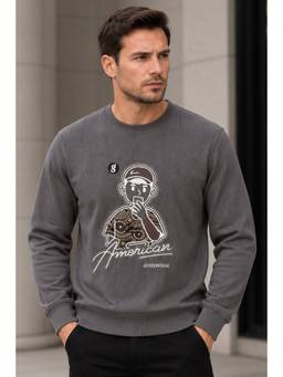 Parcel Yard - Grey Full Sleeve Round Neck Pre Winter Sweatshirt
