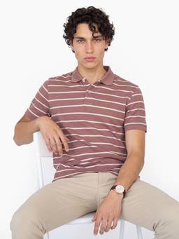 max - Mauve Striped Polo T-Shirt