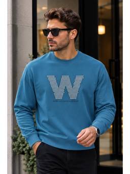 Parcel Yard - Blue Full Sleeve Round Neck Sweatshirt