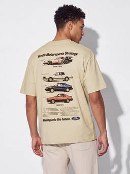 max - Beige Oversized Printed T-Shirt