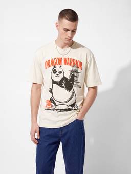 max - Beige Oversized Kung Fu Panda T-Shirt