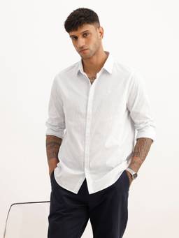 WROGN - White Classic Striped Full Sleeve Shirt