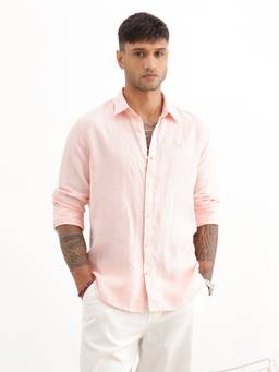 WROGN - Pink Solid Slim Fit Full Sleeve Shirt