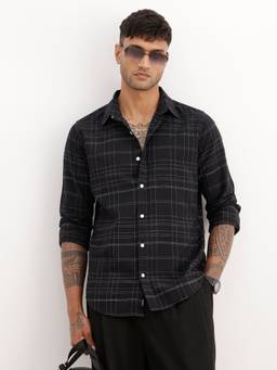 WROGN - Black Slim Fit Checkered Shirt