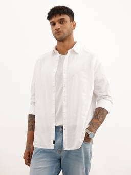 WROGN - White Slim Fit Textured Stripe Shirt