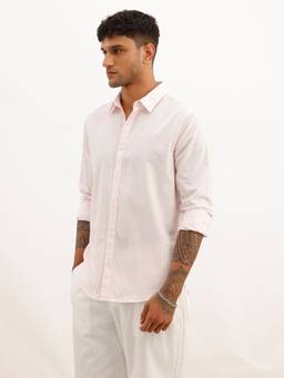 WROGN - Pink Solid Slim Fit Full Sleeve Shirt