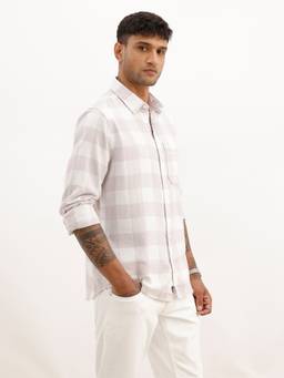 WROGN - Lavender Classic Slim Fit Checkered Shirt