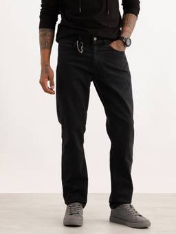 WROGN - Black Solid Straight Fit Denim Jeans
