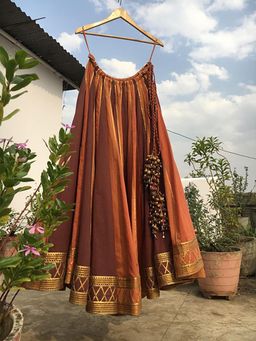 Taraasi - Multi-Color Maati Mulmul Cotton Kalidar Ghaghara Skirt