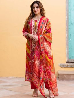 Autumnlane - Multi-Color Digital Print Kurta with Pant and Dupatta (Set of 3)