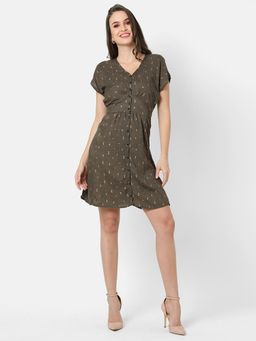 PINACOLADA - Women Brown Printed Fit and Flare Dress