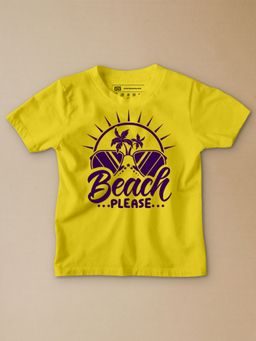 Be Awara - Beach Please Half Sleeves Kids T-shirt Yellow