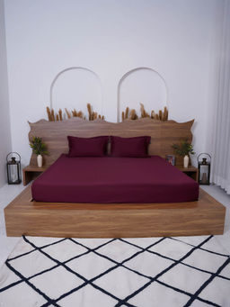 BELIHODE - 300 TC, Pure Cotton Solid Fitted King bedsheet witrh 2 pillow cover