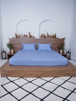 BELIHODE - 300 TC, Pure Cotton Solid Fitted Queen bedsheet witrh 2 pillow cover