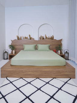 BELIHODE - 300 TC, Pure Cotton Solid Fitted King bedsheet witrh 2 pillow cover