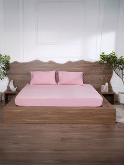 BELIHODE - 500 TC, Pure Cotton Solid Fitted King bedsheet witrh 2 pillow cover