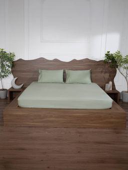 BELIHODE - 500 TC, Pure Cotton Solid Fitted King bedsheet witrh 2 pillow cover